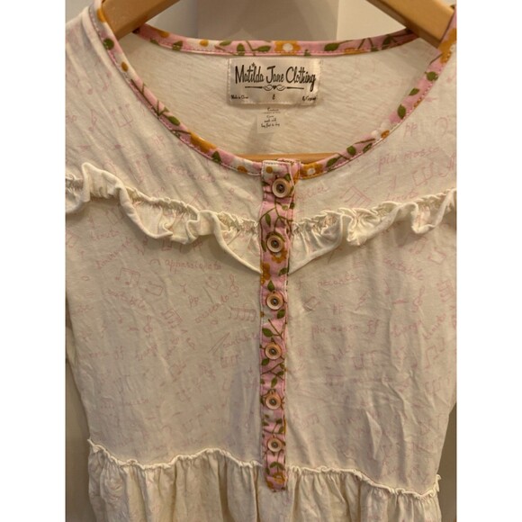 Girls Matilda Jane White Pink Crescendo Poet Music Notes Shirt Blouse Size 8 - Picture 2 of 6